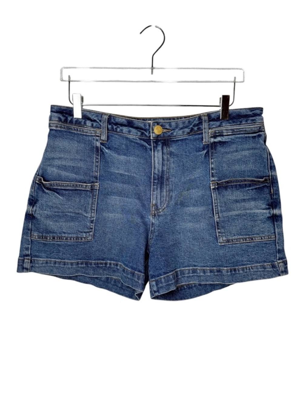 Evereve Kut From The Kloth Jane High Rise Utility Pocket Denim Shorts Size 12